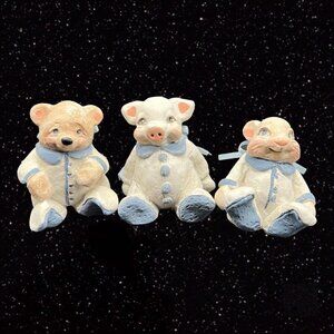 Cast Art Dreamsicles Kristin Signed 3 Figurine Set Pig Bear Mouse Figure Set